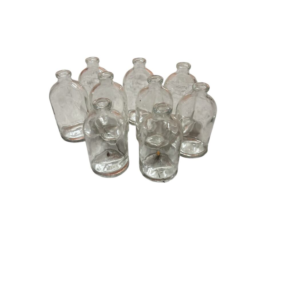 Lot of 9 Vintage Clear Glass Apothecary Medicine Bottles 4" 100ml Owens-Illinois